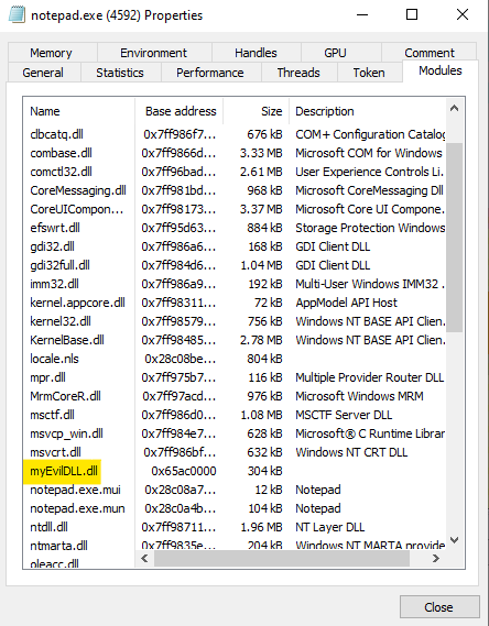 Verifying DLL attached